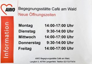 Read more about the article Reduzierte Öffnungszeiten im Café am Wald