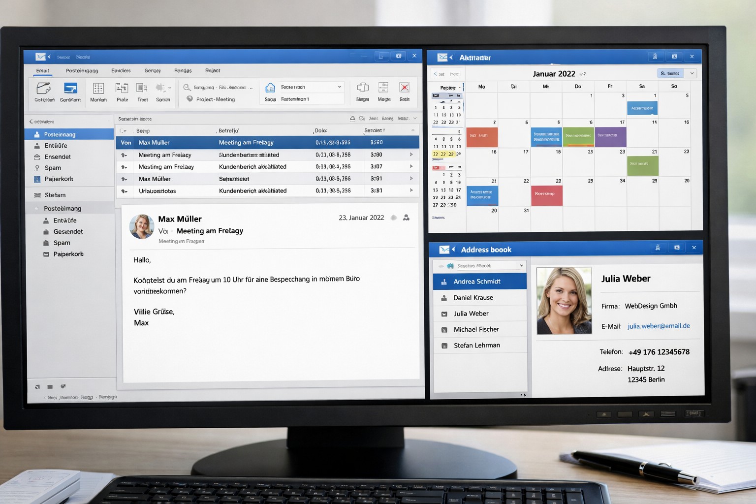 Interessiert, wie man Emails, Kalender und Adressen auf PCs und mobilen Geräten verwendet?