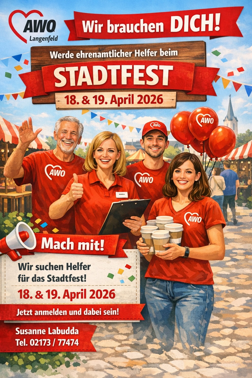 Mehr über den Artikel erfahren Wir brauchen dich! Werde ehrenamtlicher Helfer beim Stadtfest (18. & 19. April 2026)