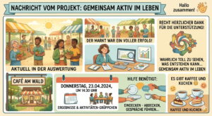 Mehr über den Artikel erfahren Unterstützung gesucht: 23.04. um 14:30 im Café am Wald